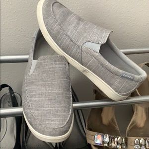 Grey canvas slip on shoes